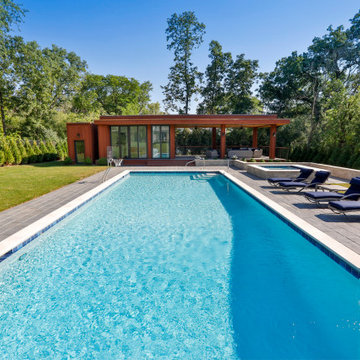 Glenview, IL Swimming Pool and Raised Hot Tub