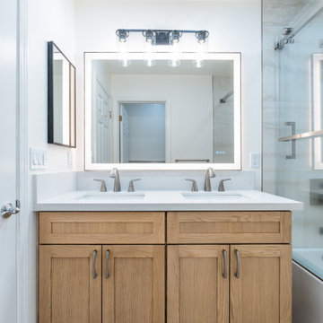 Modern Oak Vanity Bathroom | Bright Minimal Spa Design by The Cabination
