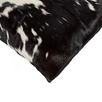HomeRoots 12" x 20" x 5" Black And White, Cowhide Pillow 2-Pack