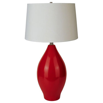 28" Ceramic Table Lamp, Red