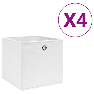 vidaXL Storage Box 4 Pcs Foldable Pack Box Storage Chest Non-woven Fabric White