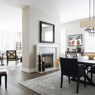 Elegant and Minimal Suburban Chicago Penthouse Open Living and Dining Room