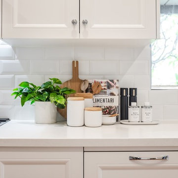 Timeless Timber and White Open Plan Kitchen- Dining- Laundry
