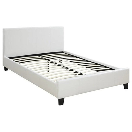 PU Leather Bed, White, Full