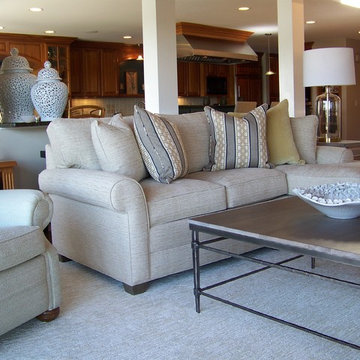 Multi-Seating Open Living Plan In Warm Neutral Tones