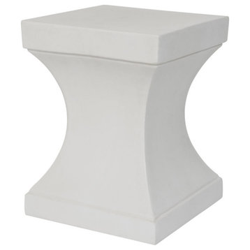 Sebastian Indoor/Outdoor Modern Concrete 17.7" Accent Table, Ivory