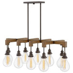 Hinkley - Hinkley 3269IN Denton  - Ten Light Stem Hung Linear Chandelier - Vintage warmth meets modern minimalism in the Denton collection. Offering a range of refined designs to choose from, Denton integrates industrial finishes with rustic wood accents. An over-scaled classic glass form pairs with T-style lamping to deliver a fresh take on modern-farmhouse style.  No. of Rods: 6  Mounting Direction: Up  Canopy Included: TRUE  Shade Included: TRUE  Sloped Ceiling Adaptable: Cord Length: 20.25  Canopy Diameter: 4.75 X 12 Rod Length(s): 12.00    Remodel: NULL  Trim Included: NULLDenton  Ten Light Stem Hung Linear Chandelier Industrial Iron Clear Glass *UL Approved: YES *Energy Star Qualified: n/a  *ADA Certified: n/a  *Number of Lights: Lamp: 10-*Wattage:60w Medium Base bulb(s) *Bulb Included:Yes *Bulb Type:Medium Base *Finish Type:Industrial Iron