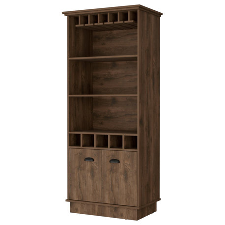 Sophia Bar Cabinet with Glassware Rack and Five Bottle Racks