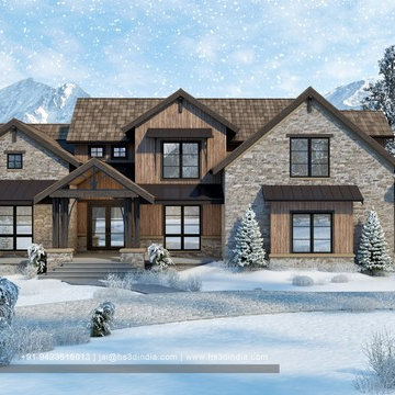 Endearing Exterior Design By Hs3d India Rendering | Front Elevation 3d Day Rende