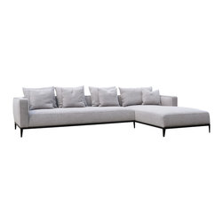 California Sectional- Grey Tweed Fabric - Sectional Sofas