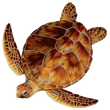 Loggerhead Turtle Porcelain Swimming Pool Mosaic 18"x22" with shadow