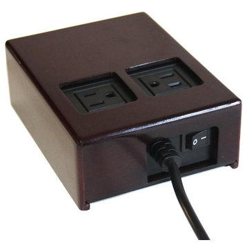 Power Hub 5 USB + 2 AC Charging Station, High Gloss Cherry, 4 Short Cords (Micro Usb)