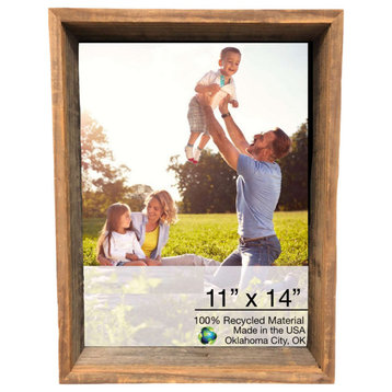 11X14 Rustic Weathered Grey Box Picture Frame With Hanger