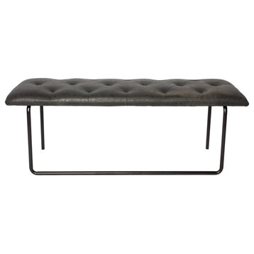 Brant House Aria 40" Contemporary Faux Leather Bench in Antique Black