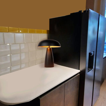 Cuisine Dekton et façades ambre