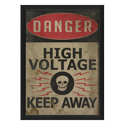 The Artwork Factory - Danger High Voltage Framed Artwork - Prints And Posters