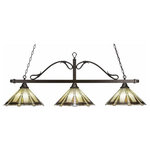 Toltec Lighting - Toltec Lighting 823-BRZ-934 Scroll - Three Light Billiard/Island - Warranty: 1 Year Assembly Required: Yes Canopy Included: Yes Shade Included: Yes Canopy Diameter: 5.25 x 12 x 2.5Scroll Three Light Billiard/Island Bronze Zion Art Glass *UL Approved: YES *Energy Star Qualified: n/a *ADA Certified: n/a *Number of Lights: Lamp: 3-*Wattage:150w Medium Base bulb(s) *Bulb Included:No *Bulb Type:Medium Base *Finish Type:Bronze
