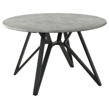 Coaster Neil Round Modern Wood Top Dining Table Concrete and Black