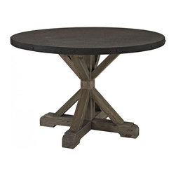 Stitch Round Wood Top Dining Table in Brown - Dining Tables