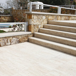 Travertine Stairs with Gold Travertine Split Face - Outdoor Decor