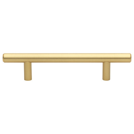 3-3/4" Center Solid Steel 6" Bar Pull, Satin Gold, Set of 10