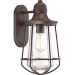 Quoizel - Quoizel MRE8408WT One Light Outdoor Wall Lantern Marine Western Bronze - Inspired by vintage Americana the Marine collection features a nautical flair. The Western Bronze finish complements the overall design of this series and the filament bulb accents the clear seedy glass for a classic look.
