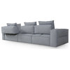 Josie Fabric Sectional Sofa 3pc, Light Grey
