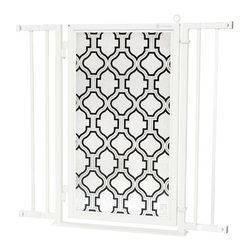 Fusion Gates - Fusion Gate with Trellis Design, White Pearl, 32"-36" - Dog Gates