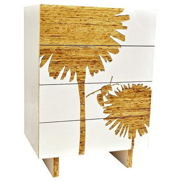 Dandelion Graphic Tall Dresser, Modern by  Iannone, White And Kirei Wood