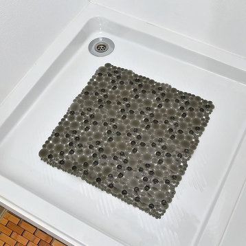Bubbles Non-Slip Square Shower Mat 20″L X 20″W, Grey