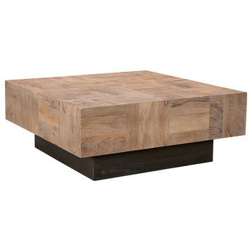 Camilla Solid Wood Coffee Table, Brown, Square
