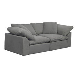 Sunset Trading - 2PC Slipcovered Modular Sectional Sofa | Gray - Sofas