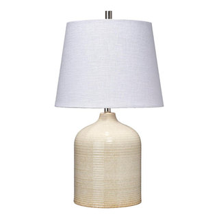 Modern Farmhouse Taupe Milk Jug Shaped Table Lamp 22 in Ribbed Ceramic ...