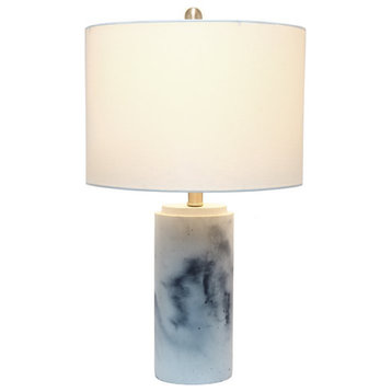 Lalia Home Concrete Marbleized Table Lamp in Marble Gray with White Shade