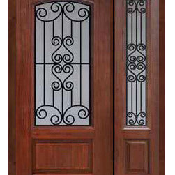 Prehung Side light Door 80 Fiberglass Verona Arch Lite GBG Glass - Front Doors