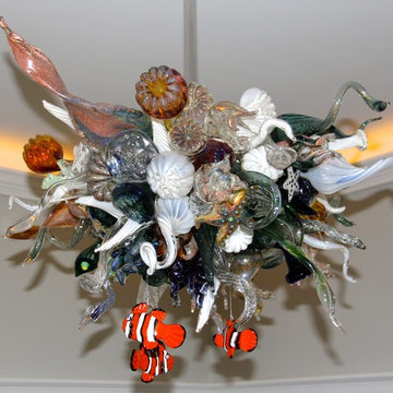 Blown Glass Chandelier - Art Glass Lighting Coral Reef Chandelier