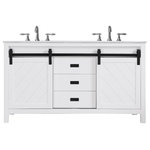 Altair - Kinsley Bathroom Vanity Set, Sliding Door, 60", Without Mirror - Rustic charm meets contemporary style with the Kinsley Vanity. The highlight of this piece is its sliding cabinet design with crosshatch motif, accented by antique-look hardware. Minimalistic in appearance, this austere yet handsome vanity lends quiet elegance to any guest or master bathroom space. It comes with a matching mirror for a coordinated designer look.
