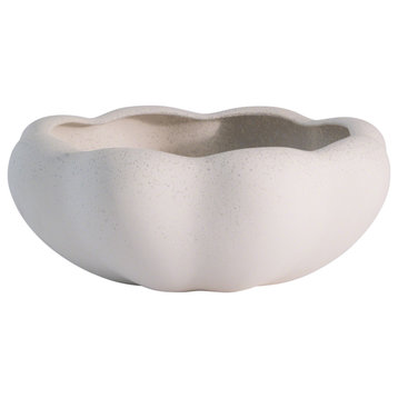 Elegant Abstract Floral Centerpiece Bowl Organic Modern Off White Sculpture