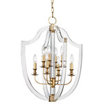 Hudson Valley Lighting - Arietta, 20" Pendant, Aged Brass Finish, Clear Glass - The old world and the new meet in Arietta. We take the iconic form of a crest and embellish it, exaggerating its corners and lines. Thick planes of acrylic are laser-cut, meeting metal and contrasting the central column.