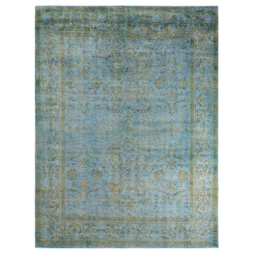 Overdyed, One-of-a-Kind Handmade Area Rug Blue, 7' 10" x 10' 4"