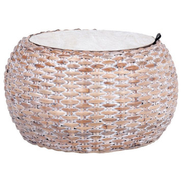 Claire Wood And Rattan Coffee Table Natural/ Whitewash