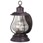 Vaxcel - Dockside 6.25" Outdoor Wall Light Weathered Patina - Whether literally at the dock or simply dreaming of the seaside, this iconic nautical-style lantern from the Dockside collection illuminates the exterior of your home with brilliance and style. The weathered patina finish feels both worn and new, with clear glass for a clear view. Ideal for your porch, entryway, or any other area of your home.