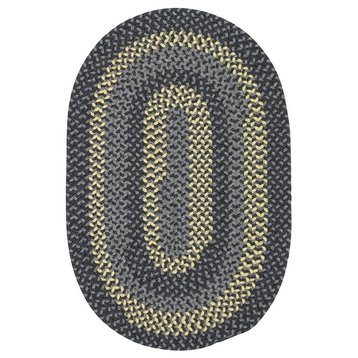 Walden Rug, Charcoal and Yellow, 7'x9' Oval