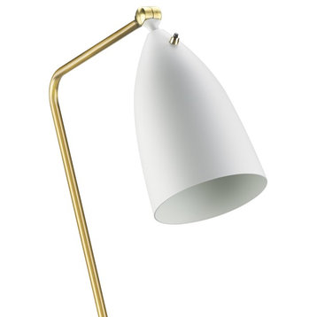 Off White Shade Floor Lamp, Brass Hardware