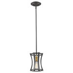 Z-Lite - Z-Lite 446MP6-BZGD Geist - 6.5" One Light Mini Pendant - Straight lines and gentle curves are the signatureGeist 6.5" One Light Bronze Gold *UL Approved: YES Energy Star Qualified: n/a ADA Certified: n/a  *Number of Lights: Lamp: 1-*Wattage:100w Medium bulb(s) *Bulb Included:Yes *Bulb Type:Medium *Finish Type:Bronze Gold