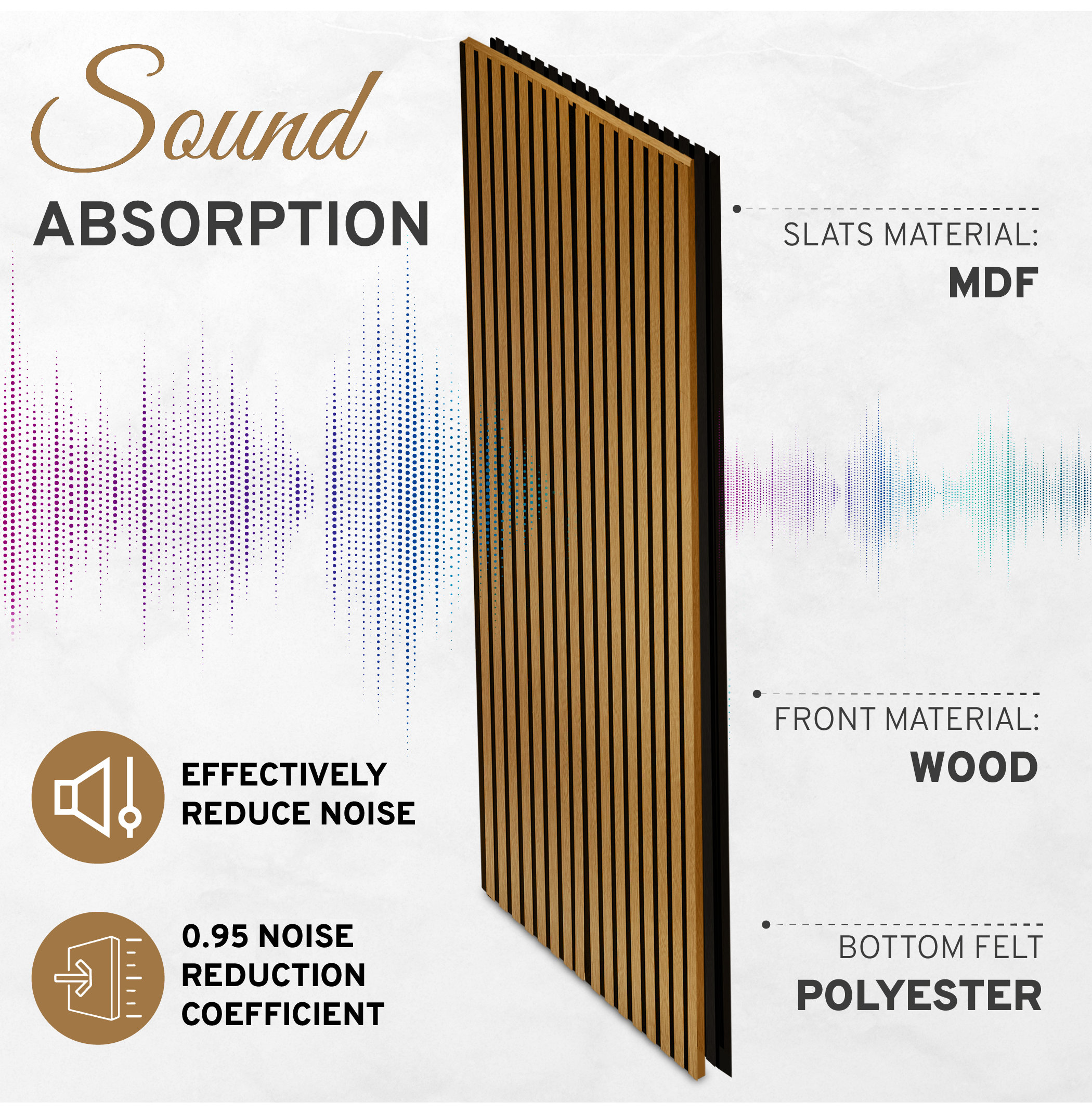 Acoustic Wood Wall Panels, Set of 2, Oak