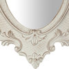 Antique Foliage Oval Wall Mirror, White, 32x38 cm