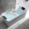 67" L x 31.5" W White Acrylic Center Drain Freestanding Whirlpool Tub