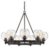 Galveston 9-Light Chandelier, Rubbed Bronze With Seeded Glass