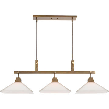 Uttermost Brookdale 3 Light 44" Industrial Linear Light, Aged Brass